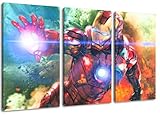 Dream-Arts Ironman Motiv, 3-teilig auf Leinwand (Gesamtformat: 120x80 cm), Hochwertiger Kunstdruck als Wandbild. Billiger als EIN Ölbild! Achtung KEIN Poster oder Plakat!