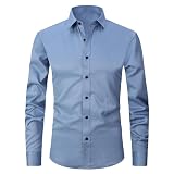 WLLDDDIU Herren Langarmhemden, Knitterfrei, Bügelfrei, Stretch, Business Hemd, Formelles Hemd, Slim Fit, Button Down Shirt, Büro T Shirt, Herren T Shirt, Smart Casual, Einfarbig, Oberteil für D