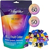 AMOR Vibratissimo 60mm Markenkondome XXL-Kondome, 50 Stück, farbig und aromatisiert