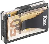 Xcase Kreditkartenetui Carbon: RFID-Kartenetui aus Carbon, Schutz für 15 Chip-Karten, mit Geldklammer (Kreditkartenetui mit Geldklammer)