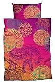 sister s. Renforcé-Bettwäsche Noida absolut hip Mandalas Ornamente Glücks-Elefant orientalische Farbenpracht,violett-türkis-orange, 135x200 cm