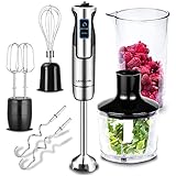 Lehmann Chowmei Stabmixer Set 1200 W | Pürierstab mit Turbofunktion und Geschwindigkeitsregelung | Elektrische Multifunktions Hand Blender | inkl. 6-teiliges Zubehör S