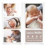 30 x Geburt Danksagungskarten Geburtskarten individuell mit Foto und Text für Mädchen und Jungen - Fotostreifen