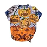 Damen T-Shirt Longbluse Halloween-Druck Übergröße O-Ausschnitt T-Shirts Kurzarm Grafik Kurzarm Tunika Kleid Slim Fit Blusenkleid Shirt Outdoor