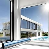 MARAPON® Sonnenschutzfolie Fenster innen [44.5x200 cm] Fensterfolie Sonnenschutz von innen durchsichtig von aussen Blickdicht - Spiegelfolie Fenster Sichtschutz STATISCH HAFTEND