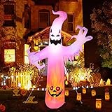 CAMULAND Halloween Geist, 8 FT/244 cm Weißer Halloween-Geist Aufblasbare Außendekoration mit Eingebauten Farbwechselnden LED-Lichtern, Ideal für Innenhöfe, Gärten und Rasenflächen