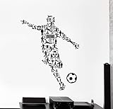 Vinyl Wandtattoo Fußballspieler Fußball Sport Aufkleber Wandbild Home Wohnzimmer Dekoration Art Mural Tapete A8 Blau 57x72cm