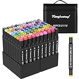 TongfuShop 80 Farben Art Marker, SGS Zertifikat Ultra Fine Dual Tip Pastel Pens Oily Pen, Permanent Marker Set Perfekt für Anfänger, Hervorheben, Skizzieren, Zeichnen, Ausmalen