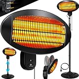 KESSER® Infrarot Heizstrahler Outdoor | Indoor 2000W Infrarotheizung höhenverstellbar Standgerät + Wand, Kippsicherung & 3 Heizstufen, Infrarotheizung, Terrassen Wärmestrahler IPX4 Schutz, Schw