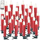 Lunartec Funkkerzen: FUNK-Weihnachtsbaum-LED-Kerzen mit Fernbedienung, 30er-Set, rot (Weihnachtsbeleuchtung kabellos)