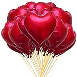 JARTTY 20Stück Herzluftballons Rot, (MetallicRot-Farben), Folienballon Herz Helium Ballons Herzen Folien Luftballons Herzform Rote Herzballons Hochzeit Valentinstag Geburtstag Deko Frauen Mädchen
