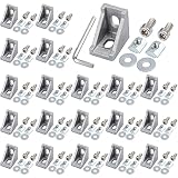 GETLITOOL 20x Befestigungsmaterial Winkel, Aluprofile 20x20 Nut 6 Aluminium Winkelverbinder Eckverbinder Aluwinkel für 6mm Nutbreite Streben, Stangenprofile 3D-Drucker, CNC-Fräsen, DIY-Projek