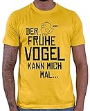 HARIZ Herren T-Shirt Der Frühe Vogel Kann Mich Mal Männer Sprüche Plus Geschenkkarten Gold Gelb XL