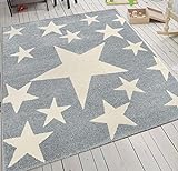 Kinderteppich Teppich Kurzflor Sternenmotiv modern pflegeleicht versch. Farben, Farbe:Blau, Maße:80x150 cm