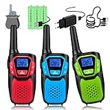 Topsung Walkie Talkie 3er Set，Woki Toki with Batteries and USB Charger, Clear Sound and Long Range for Camping Hiking Skiing and Outdoor Activity