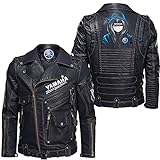 MAUXpIAO Faux Leather Bomber Jacket for Ya.MA-ha Printed Windbreaker Racing Coats Radsportjacke wear Lange/D/S