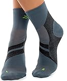 ZaTech Plantarfasziitis Socken, Kompression Socken, unterstützt Ferse, Knöchel und Fußgewölbe, für bessere Durchblutung, reduziert Fußschwellungen und Schmerzen (Grau/Schwarz, XL, 43-45)