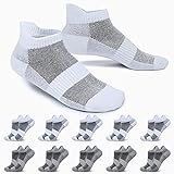 EKSHER Sneaker Socken Herren Damen Baumwolle Sportsocken Laufsocken Atmungsaktive 10 Paar Kurze Socken Weiß Grau 43-46