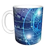 Künstliche Intelligenz Gehirn Kaffeetasse Keramiktasse Grafik Große Teetasse Reisebecher Für Büro und Zuhause, 11,2 Unzen Mikrowellensicher