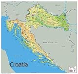 Physische Karte von Kroatien – The Oxford Collection – Größe 59,4 x 56 cm – Papier laminiert