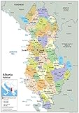 Albanien Politische Karte - Papier laminiert A1 Size 59.4 x 84.1