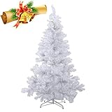 MCTECH 240cm PVC Festive Künstlicher Weihnachtsbaum Weiss Tannenbaum Weiß Christbaum Dekobaum mit Ständer (240cm)