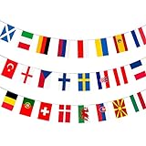AhfuLife EM 2021 Flaggenkette Europäische Fußball Meisterschaft, Euro 2021 Fußball Fahnenkette, 24 Nationalagge für Garten, Bar, Restaurant und Partydekoration 20 x 28 cm-11 m (1 Packung)