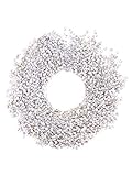 Flachskranz weiß - 30 cm - getrocknet und gefrostet - Türkranz - Herbstdeko - Adventskranz aus Trockenblumen