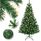 KESSER® Weihnachtsbaum künstlich mit LED Lichterkette 180cm mit 588 Spitzen, Tannenbaum künstlich Edeltanne Schnellaufbau inkl. Christbaum-Ständer, Weihnachtsdeko - grün 1,8m