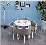 Esstisch, 1 Tisch, 4 Stühle, Café, Büro, Balkon, Hotel, Innenbereich, Restaurant, Büro, Konferenztisch, weiß, runder Holztisch, Tisch für Esszimmer (Farbe: Marineblau)