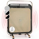 Klarstein HeatPal Marble Blackline Infrarot-Heizung mit Thermostat - mobiles Heizgerät, Standheizgerät, 1300 Watt, Räume bis 30 m², Wärmespeicherfunktion, Marmorplatte, kupferfarben