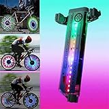 Yagerod 3D-Fahrrad-Speichen-LED-Leuchten, wasserdichte Fahrrad-Radleuchten, Fahrrad-Speichen-Reifenleuchte mit 16-LED- und 30-teiligen Wechselmustern Fahrradfelgenleuchten