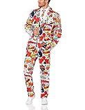 Smiffys, Herren Comic Strip Anzug Kostüm, Jacke, Hose und Krawatte,Mehrfarbig (Red & White) Gr.- L, 43526