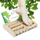HealthZone Fußmassageroller aus Birkenholz - zur Fussmassage - Fußreflexzonenmassage Gerät - Fußroller mit Tasche & Anleitung - Fussmassagegerät Holz