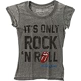 The Rolling Stones Damen It's Only Rock N' Roll (Burn Out) T-Shirt, Grau (Grey Grey), 32 (Herstellergröße: X-Small)