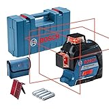 Bosch Professional Linienlaser GLL 3-80 (roter Laser, max. Arbeitsbereich: 30 m, 4x AA Batterie, im Handwerkerkoffer), Blau