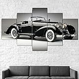 SGDJ 5-teiliger Kunstdruck auf Leinwand, frisches Aussehen, Wandbild, 1939 Mercedes Benz 540k Roadster Auto Öl-Landschaftsbilder für zuhause, Moderne Dekoration für Wohnzimmer