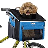 BABEYER Hundefahrradkorb, weicher Fahrradträger mit 4 Mesh-Fenstern für kleine Hunde, Katzen und Welpen - Blau
