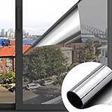 Selbstklebend Sonnenschutz Fensterfolie, Yalojan Doppelseitig Silberner Spiegelfolie Sonnenschutzfolie Innen für Wärmeisolierung, 99% UV-Schutz und Sichtschutz für Büro und Haus. (90*200cm)