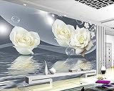 Fototapete 3D Effekt Tapete Reflexion Des Weißen Rosenwassers Vliestapete 3D Tapeten Wanddeko Wandbilder Wohnzimmer