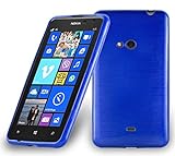 Cadorabo DE-104800 Nokia Lumia 625 Handyhülle aus TPU Silikon in gebürsteter Edelstahloptik (Brushed) Blau