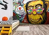 XHXI 3D-Wand-Orang-Utan-Graffiti Wohnzimmer fototapete 3d Tapete effekt Vlies wandbild Schlafzimmer-250cm×170cm