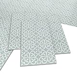 ARTENS - PVC Bodenbelag OTAVA - Click Vinyl-Fliesen - Vinylboden- Zementfliesen Muster - Zartblau/Weiß - FORTE - 61 cm x 30,5 cm x 4,2 mm - Dicke 4,2 mm - 1,49m²/8 Fliesen
