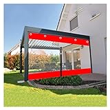AFGZQ Durchsichtiger, 0,5 mm Dicker, wasserdichter, wetterfester Trennvorhang für den Außenbereich mit rostfreien Ösen und Reißverschluss, 60 Größen (Color : Clear red, Size : 1.8x2m/5.9x6.6ft)