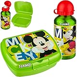 alles-meine.de GmbH Kinder Geschirr & Zubehör _ Verschiedene Artikel frei wählbar _ Disney - Mickey Mouse - Set: Trinkflasche + Lunchbox / Brotdose - inkl. Name - BPA frei - Brot..
