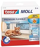 tesamoll Premium Flexible - Selbstklebende Silikondichtung zum Isolieren von Spalten an Fenstern und Türen - Transparent - 6 m x 9 mm x 7 mm