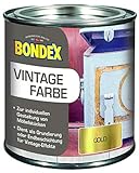 Bondex Vintage Farbe Gold 0,375 L für 5 m² | Kreative Innengestaltung | Vintage-Effekt | Pflegt und schützt | Seidenmatt | Möbelfarbe | Dekofarbe