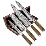 adelmayer® Damastmesser Set CHIBA - 4-teiliges Messerset aus japanischem Damast-Stahl: Kiritsuke Messer, Allzweck Messer, Filetier Messer, Küchenmesser (Klingenlänge: 18, 20,5, 13 & 25,0 cm)