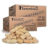 FLAMMBURO (15 kg) Öko-Anzündwolle direkt vom Hersteller, Holzwolle, zertifizierter Holz-Ursprung, FSC®-zertifiziertes Produkt, pflanzliches Wachs, ökologische Grillanzünder, Kaminanzünder, 15 kg