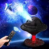 Sternenhimmel Projektor UFO, Nachtlicht Sternenhimmel LED Flying Saucer Starry Air Projection Light mit Sternwolken -Timer und Fernbedienung Atmosphäre Lichtprojektion 3D Projektor Kinder